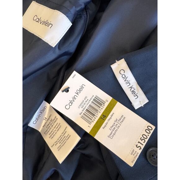 New Calvin Klein Boys Blue Two Button Slim Fit Blazer Suit Jacket Size 14 - Picture 5 of 7